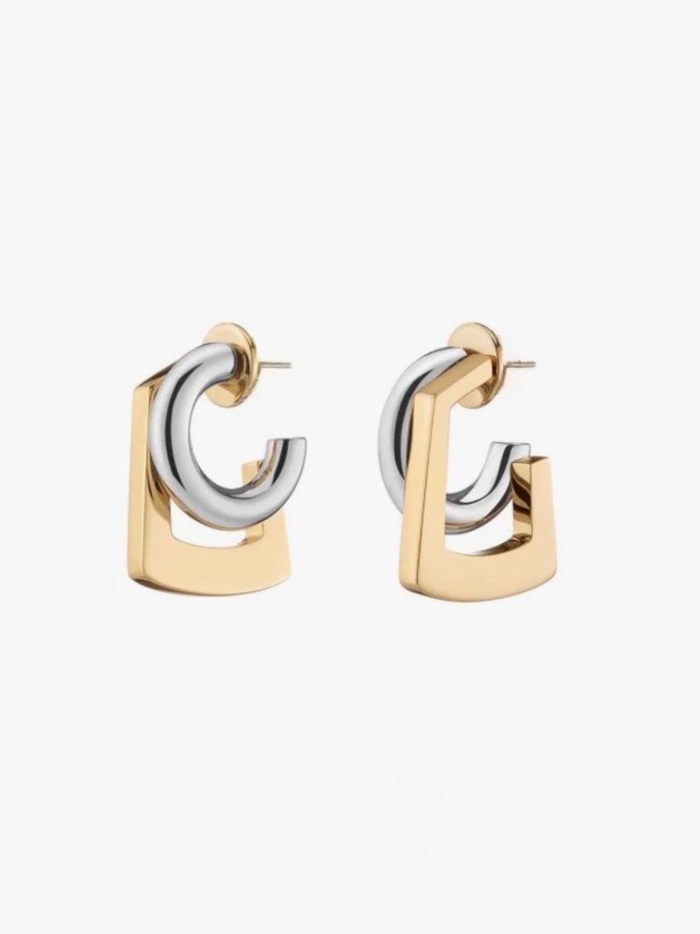 Tina Mini Earrings Two-Tone Mixed Metals Gold Silver Stud Demarson STYLE MY02